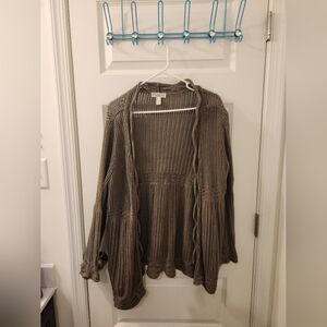 Dressbarn Olive Green Crochet Knit Cardigan Size 1X Womens